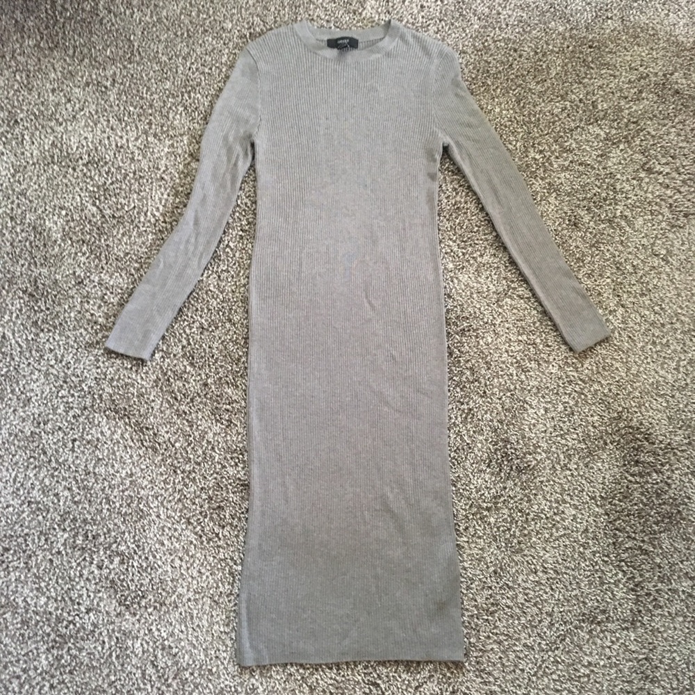 Midi Gray Dress with Line Detail